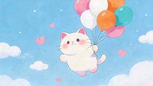 拿着气球猫咪