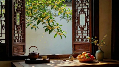新中式窗景桂花