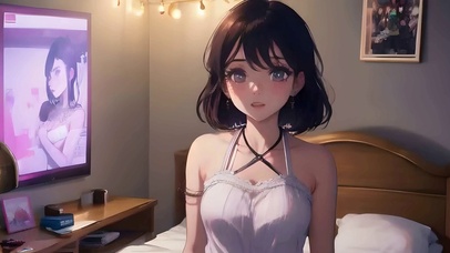 卧室吊带裙少女