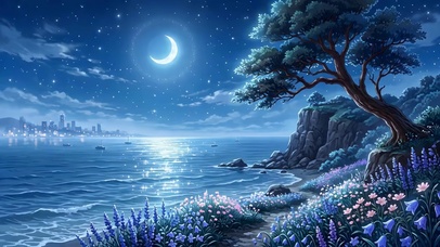 夜岸流萤