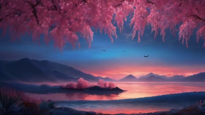 浪漫大海山川晚霞