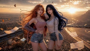 落日公路双生美少女