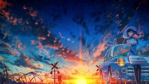 夕阳下的少女