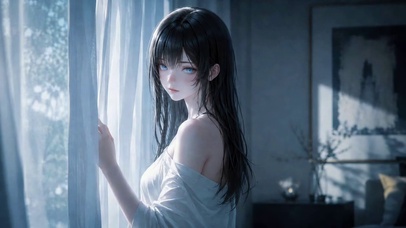 窗边清冷美少女