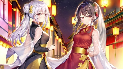 灯火街道古装少女
