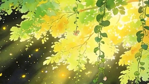 护眼绿景树木带鱼屏双屏