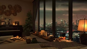 4K洛杉矶公寓舒适雨夜