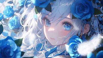 蓝花动漫女孩