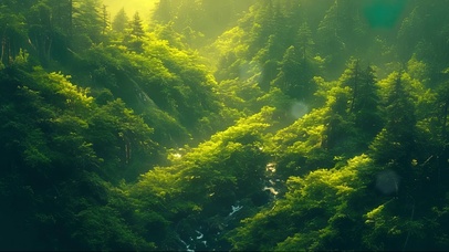 静谧绿色山林