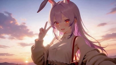 晚霞兔耳少女