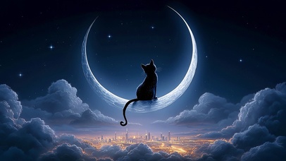 月亮上的小猫咪