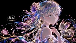 彩色线画梦幻花灵少女今汐
