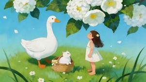 带着大鹅去赏花