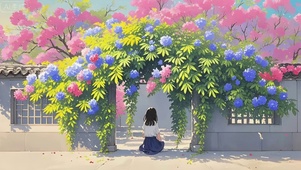 小清新院墙鲜花