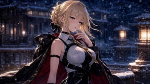 雪夜飒爽金发二次元美少女