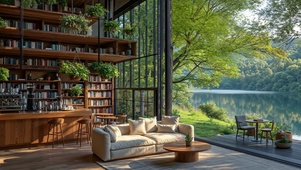 舒适阳光书屋湖