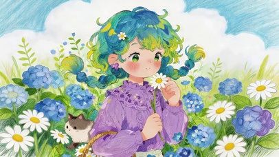 小清新采花女孩