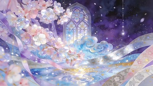 紫夜樱帘云水缀流光