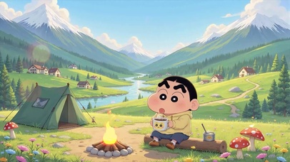 蜡笔小新春游露营