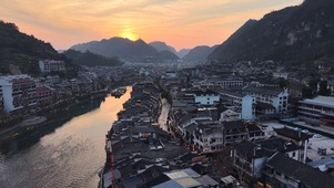 贵州镇远古镇日落晚霞