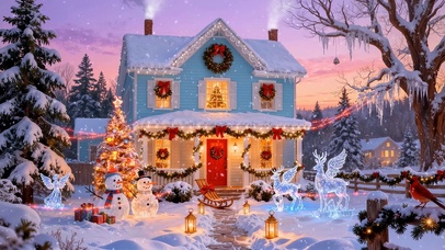 新年圣诞冬雪小屋