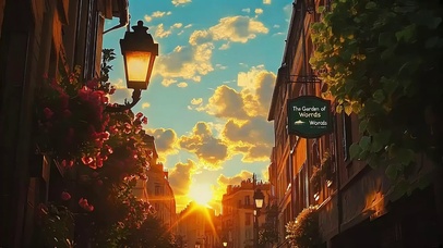 仰望城市黄昏落日天空