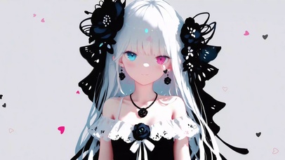 可爱治愈白发异瞳美少女
