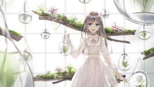 清新植物培养室少女