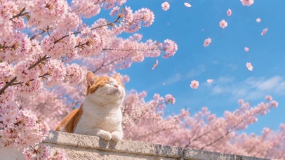 春日樱花治愈橘猫