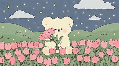 可爱的郁金香小熊