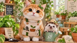 治愈养花橘猫与小刺猬