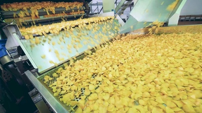 4K 高清 工厂油炸土豆薯片