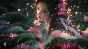 鲜花丛中美艳花妖