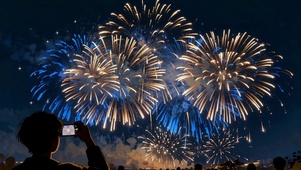 夜空星空下浪漫烟花氛围感