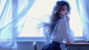 窗边微光长发jk美少女