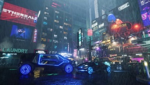 科幻赛博雨夜城市
