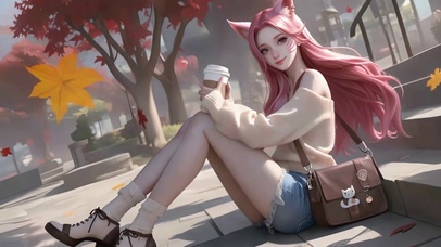 狐耳毛衣秋枫少女