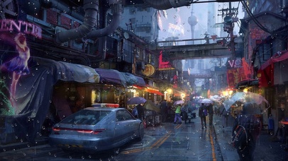 城市街道雨天