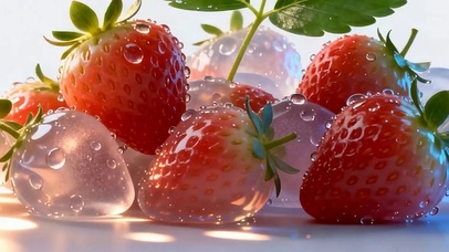 夏天冰冻草莓带鱼屏