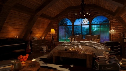 夜晚极光舒适房间