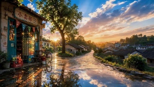 雨后的小镇