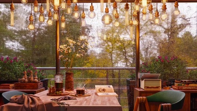 雨天咖啡店氛围