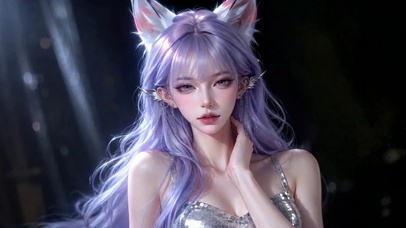 梦幻紫发狐耳美少女