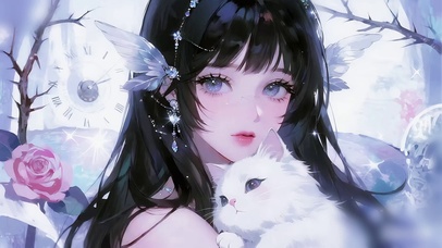 少女怀中撒娇的猫