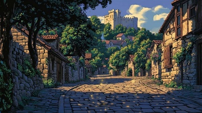 乡间傍晚宁静绿色巷道