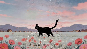 鲜花草原猫咪