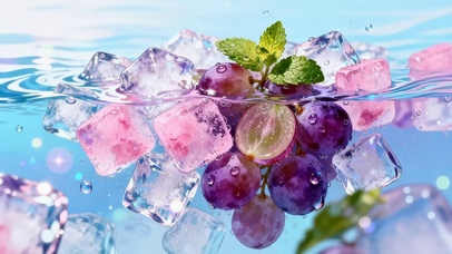 水面冰块葡萄