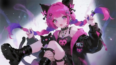 可爱的扯辫子少女