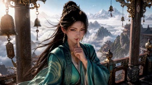 古风山间清冷美人