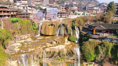 4K湖南湘西芙蓉镇4A旅游景点